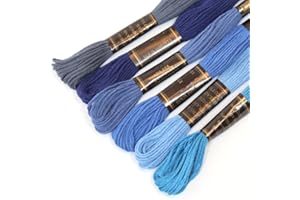 CRAFT&CO 100% Cotton Embroidery Thread Floss Bundle, Pack of 6 in Shades of Dark Blue (Other Shades Available). Ideal for Cross Stitch, Embroidery, Friendship Bracelets & Children's Crafts