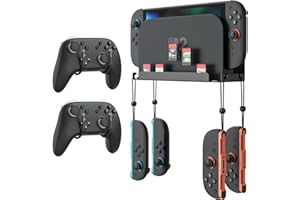 MoKo Wandhalterung für Nintendo Switch 2 2025, Metall Halterung mit 4 Joy-Con Haken, Schnelle Wärmeableitung Löcher, Aufbewahrung des Switch 2 in der Nähe oder hinter dem Fernseher, Schwarz