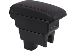 OYHCM Auto Armlehne für Suzuki Swift 2005-2024 Doppelter Stauraum Mittelkonsole Armlehnen mit Getränkehalter Einfache Montage Schwarzes Leder