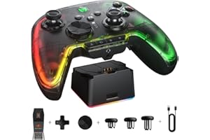 Manette Sans fil, BIGBIG WON Rainbow 2 Pro PC Controller 6 axes Gyro Hall Effect Trigger, ALPS Joystick, Audio 3.5 mm, Gamepads pour PC Windows/Android/iOS/Switch Pro Controller avec Station de Charge
