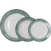 Quid Faro 18-piece porcelain dinnerware set for 6 people | Blue, Round Design, Decorated Finish, Microwave Safe