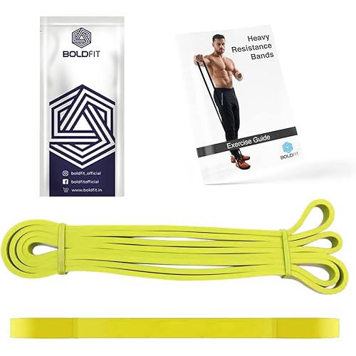 Boldfit Heavy Resistance Band for Workout Set Exercise & Stretching Pull Up Bands for Home Exercise for Gym Men & Women Loop Bands Toning Bands Resistance Band Yellow (3-7 Kg)