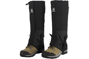 Mecmbj Gamaschen Wasserdicht, 2 Stück Verstellbare Gamaschen Wandern für Unisex, Atmungsaktive, Outdoor Beinschutz Wandergamaschen für Wandern, Bergsteigen, Skifahren