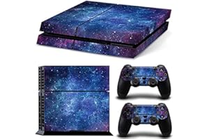 DOTBUY-SHOP DOTBUY PS4 Skin Aufkleber Sticker Design Folie schützende Haut Schale für Sony Playstation 4 Konsole und 2 Dualshock Controller (Deep Blue Starry)