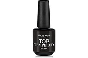 NAILFOR Top Tempered Sigillante Extra Lucido Senza dispersione 15ml - Top Coat No Wipe Professionale per Smalto Semipermanente e Ricostruzione Unghie (Tempered Top Coat)