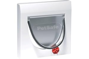PetSafe Chatière Classique Staywell 4 Options de Fermeture Manuelle, avec Tunnel, Fermeture magnétique, Assemblage Facile, pour Chat Jusqu’à 7kg, résistant, Blanc