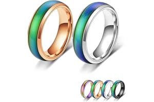 Bymivofun 2 Piezas Anillos de Estado de Ánimo, Anillo de Humor, para Novio, Novia, Fiesta Diaria, Cumpleaños, Día de San Valentín, Aniversario