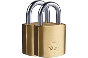 Yale - Y110B/25/113/2 Standard Security 25mm Brass Padlock, Pack of 2 - Open Steel Shackle - 3 keyed Alike Keys
