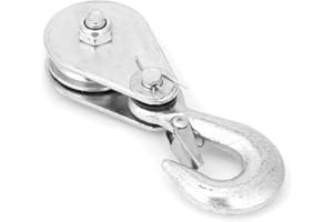 KADIMENDIUM Gancho de polea Bloque de arranque Grúa de elevación Gancho giratorio Acero de alta resistencia Rodamiento de cuerda de una sola rueda Polea de bloque de cabrestante(0.5tons)