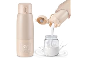 QCXWCJWD Cordless Portable Bottle Warmer, Baby Portable Milk Warmer Large Capacity 500ML, Fast Heating & Precise Temp Control for for Breast Milk Formula Milk, Rechargeable Baby Bottle Warmer for Travel (02)