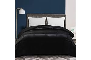 Yebeda Trapunta per 4 stagioni, in raso, 140 x 200 cm, colore nero, per tutte le stagioni, traspirante, super morbida e leggera