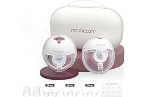 Momcozy M5 Sacaleches Eléctrico Manos Libres, Extractor de Leche Portátil de Boca de Bebé Brida de Doble Sellado con 3 Modos y 9 Niveles, Sacaleches Manos Libres, 24 mm (2, Rojo)