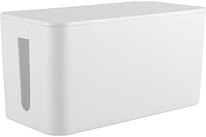RICOO Organizador Cables Z2301-W, Caja Enchufes y Recoge Cables para el Hogar, Caja Guarda Cables Ordenar Cables, 23,5 x 11,5 x 12 cm, Blanco