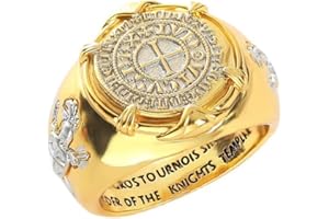 PikaLF Anello valore con moneta d'argento, anelli cavalieri templari per uomo, anelli crociati, anelli totem croce retrò, anello amuleto, anello moneta placcato oro 14K, regalo gioielli scudo spada