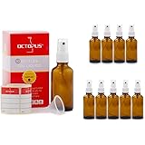 10 x 50 ml Braunglasflaschen mit Fingerzerstäuber, Mini-Trichter + Beschriftungsetiketten, Sprühflaschen mit Lichtschutz, Zer