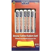 KRAF WHITEBOARD PEN & ERASER SET 778G 8 PAIR (7+1 Eraser)