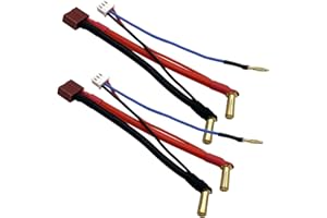 Nuofany Cavo connettore hardcase per auto RC, cavo per auto RC Deans T Plug femmina 90 ° 5 MM Bullet Connector 12AWG per batteria al litio Lipo 2S 7.4 V