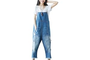 Youlee Donna Gamba larga Tute di jeans Salopette casual retrò