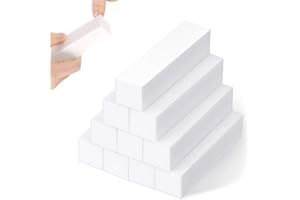 PEUTPY 10 Pezzi Bianco Buffer Blocco Acrilico Nail Art Cura Suggerimenti Levigatura File Strumento per smerigliare, tampone per unghie, per saloni di bellezza, adatti per unghie in gel