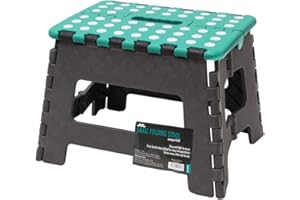 JVL Taburete Plegable pequeño, Gris/Turquesa, Small