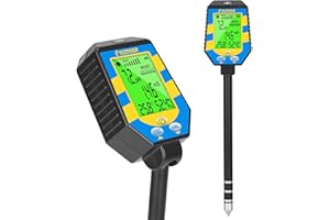 Misuratore di pH del Terreno UIUZMAR 6 in 1, pH, EC, Luce, Umidità del Terreno, Temperatura, Misuratore di Umidità del Suolo, Piaccametro EC Accurato per Piante e Idroponica
