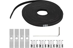 GOSHYDA Cinghia Dentata Stampa 3D, 5 Metri (16,4 Piedi) Cinghia Dentata Aperta 2 Mm Passo 6 Mm Larghezza Kit Ruota Sincrona in Gomma per Cinghia Dentata, per Prusa, per MendelMax