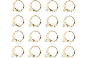Cheriswelry 100 ganci per orecchini a monachella in acciaio inox color oro, rotondi, per la creazione di orecchini pendenti e gioielli