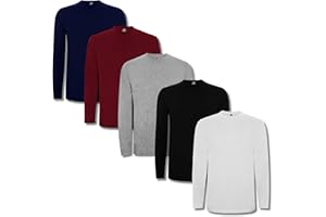 RAFASSHOP Roly Pack 5 Camisetas Manga Larga Hombre Extreme 1217 – Camisetas básicas 100% algodón, cómodas, Lisas y Resistentes