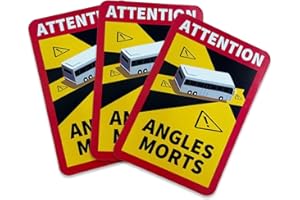 TOVBMUP Lot de 3 panneaux d'avertissement magnétiques - Attention aux angles morts - Pour camping-car - Angle mort - 17 x 25 cm - Pour bus et caravane