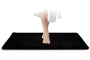 ‎JAWAONLINE JAWAonline Badezimmerteppich Schwarz - Pflegeleichte Badematte Memoryschaum - Extrem Saugfähiger Badteppich - Badvorleger rutschfest - Waschbarer Bad Teppich Badezimmer - Duschvorleger 70x120cm