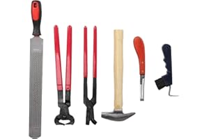 ATYHAO Herramienta de herrador de caballos, 6 piezas, herramienta profesional para cortar pezuñas de herrador de caballos, incluye alicates de herradura, martillo de herradura, cepillo de herradura, cuchillo