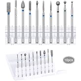 10 Pieces Nail Drill Bits Manicure Drill Bit Set for Nail Lathe, Ideal for Removing Gel Nails and Cuticles, Tungsten Steel, E