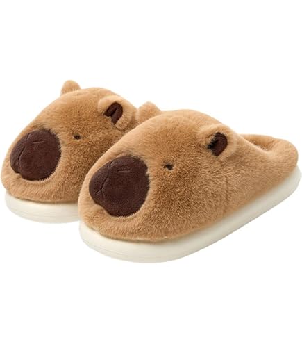 Capybara Hausschuhe Aus Baumwolle – Hausschuhe Aus Baumwolle Capybara Fuzzy Niedlich | Tierpantoffeln Aus Plüsch, Capybara Für Damen, Herren Und Kinder, 1, 39/40 EU