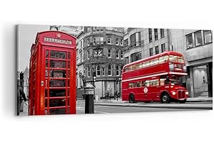 ARTTOR Lienzos decorativos 100x40cm Cuadro Sobre Lienzo Moderno Autobús Teléfono Calle Grande Dormitorio Cocina Cuadros Pared Imágenes Cuadros Decoracion Salon Wall Art Prints Decor Canvas AB100x40-2674