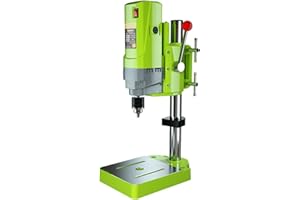 IROPRO 710W Drill Press Stand, Home and Garden Mini Bench Drills with 5 Speed Setting, Height Adjustable Workbench Repair Tool, DIY Wood Drilling Machine Green