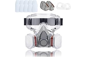 Masque Protection18 in 1, Masque Peinture, Réutilisable Avec Filtre Anti Poussière,Masque a Gaz Respiratoire avec Filtre pour Pulvérisation,Peinture,Travaux, Produits Chimiques,Bricolage,Ponçage