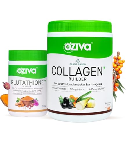 oziva glutathione benefits OZiva Plant Based Collagen Classic Supplement 250 g and OZiva Plant Based  Glutathione Builder 60 Vegetarian Capsules : Amazon.in: Health & Personal  Care