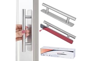 shuokang 2 Stück Selbstklebende Möbelgriffe, Aluminium Schrankgriffe, Schubladengriffe, Türgriffe, Ohne Bohren Griff für Kleiderschrank, Küche, Schiebetür, Balkontür (128mm, Silber)
