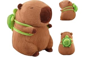KQWVZ Capybara Peluche, 23cm Juguete de Peluche Capybara, Simulación Capybara Peluche con Almohada de Tortuga, Lindo Muñecos Peluche Carpincho, Decoración del Hogar Juguetes (Peluche Capybara-D)