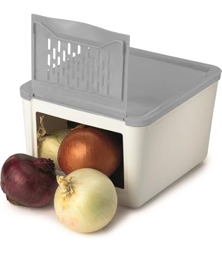 Set Da 2 Contenitori Impilabili Per Dispensa Con Coperchio In Bambù, Organizer Per Frutta, Cipolle E Sacchetti - 3