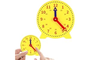 Nangilo Teaching Clocks for Children,1PCS Yellow Learning Clock for Kids,Learn to Tell the Time Clocks 24-Hour,4 Inch 12/24 Hour for ages 4+ Teaching Clocks