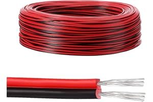 GIGIIS 22AWG Elektrischer Draht 20 Meter 0,33mm² 2-Adriges PVC-Kabel Zwillingslitzen Kupferdraht 2 Poliges Silikon Kabel Elektrisch Verlängerungskabel für LED Streifen und elektronische Verdrahtung