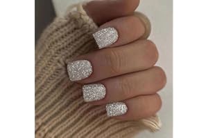 CEBOIC 24 Piezas Uñas Postizas Cortas Cuadradas Uñas Falsas Bailarina Acrylic Natural Adhesivas Uñas Press on Nails Cobertura Completa Artificiales Uñas con Diseños para Mujeres