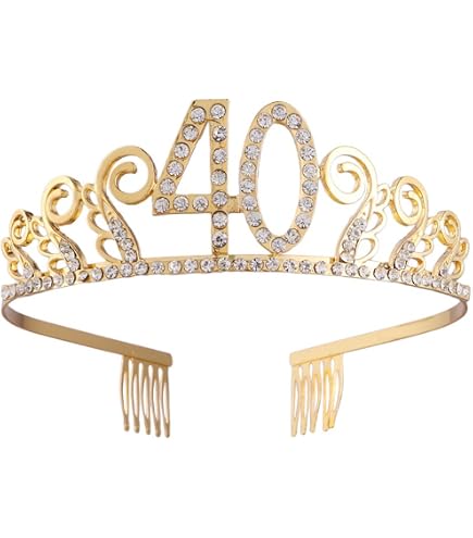 Fascia per 40° compleanno e corona per 40° compleanno da donna, tiara 40