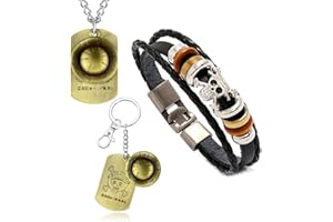 UoYu TFYU - Set di gioielli per cosplay anime Rufffy, collana con ciondolo a forma di cartone animato, portachiavi, braccialetto con scheletro, con adesivi, totale 23 pezzi
