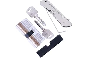 Loboo Idea Kit de crochetage 7 en 1 avec serrure d'apprentissage transparente 2 en 1 avec guide électronique pour serrurier débutant et professionnel