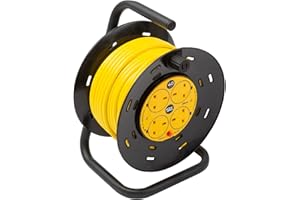 SLx Outdoor Extension Lead, 40m, 4 Socket Extension Reel, Heavy Duty Extension Cable, Thermal Cut Out, Extension Lead for Garden Lawn Mower Office, 13A Fused UK Plug