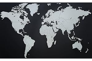 MiMi Innovations - Decoración de pared de mapa del mundo de madera de lujo 130 x 78 cm - Blanco