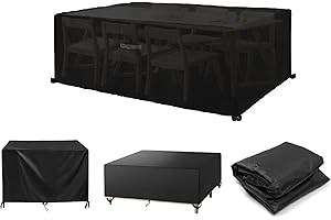 HOLEILUCK Fundas Muebles Jardin- 225x150x75cm Fundas Muebles Exterior Impermeable-Funda Mesa Jardin-Funda Exterior Muebles Jardin Resistente 420d Oxford Resistente Al Viento Resitente Al Polvo Anti-Uv- Negro