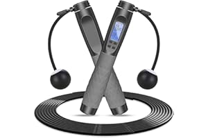 Flintronic Skipping Rope with Counter, Skip Rope with LED Display, Digital Wireless Jump Rope, Professional Ball Bearings & Non-Slip Handles, Adjustable Jump Rope for Women Men Adult Kids